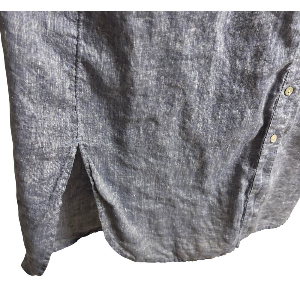 J.Jill Love Linen Shirt Dress Womens Medium Blue 100% Linen Button Front Midi - Picture 5 of 10